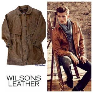WILSONS Adventure Bound Medium LEATHER JACKET Bomber Moto Flight Coat Brown